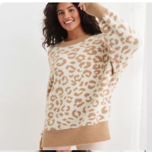 BNWT - Aerie Leopard Buttercream Sweater Small - Picture 1 of 3